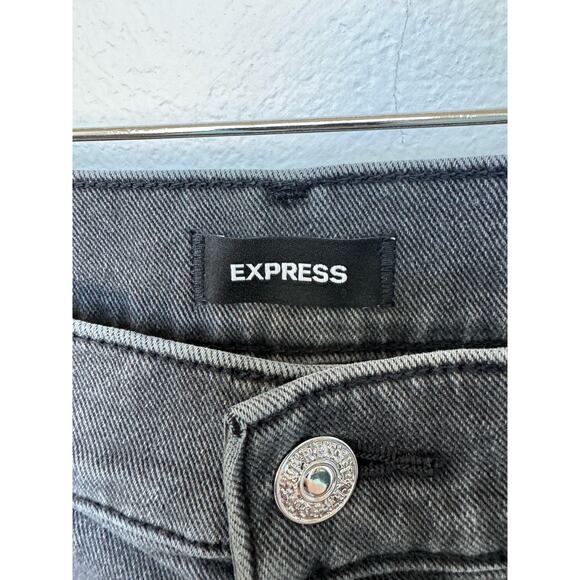 Express Balloon Leg Super High Waisted Faded Black Pleats Crop Denim Jeans Sz 12 - Picture 6 of 7